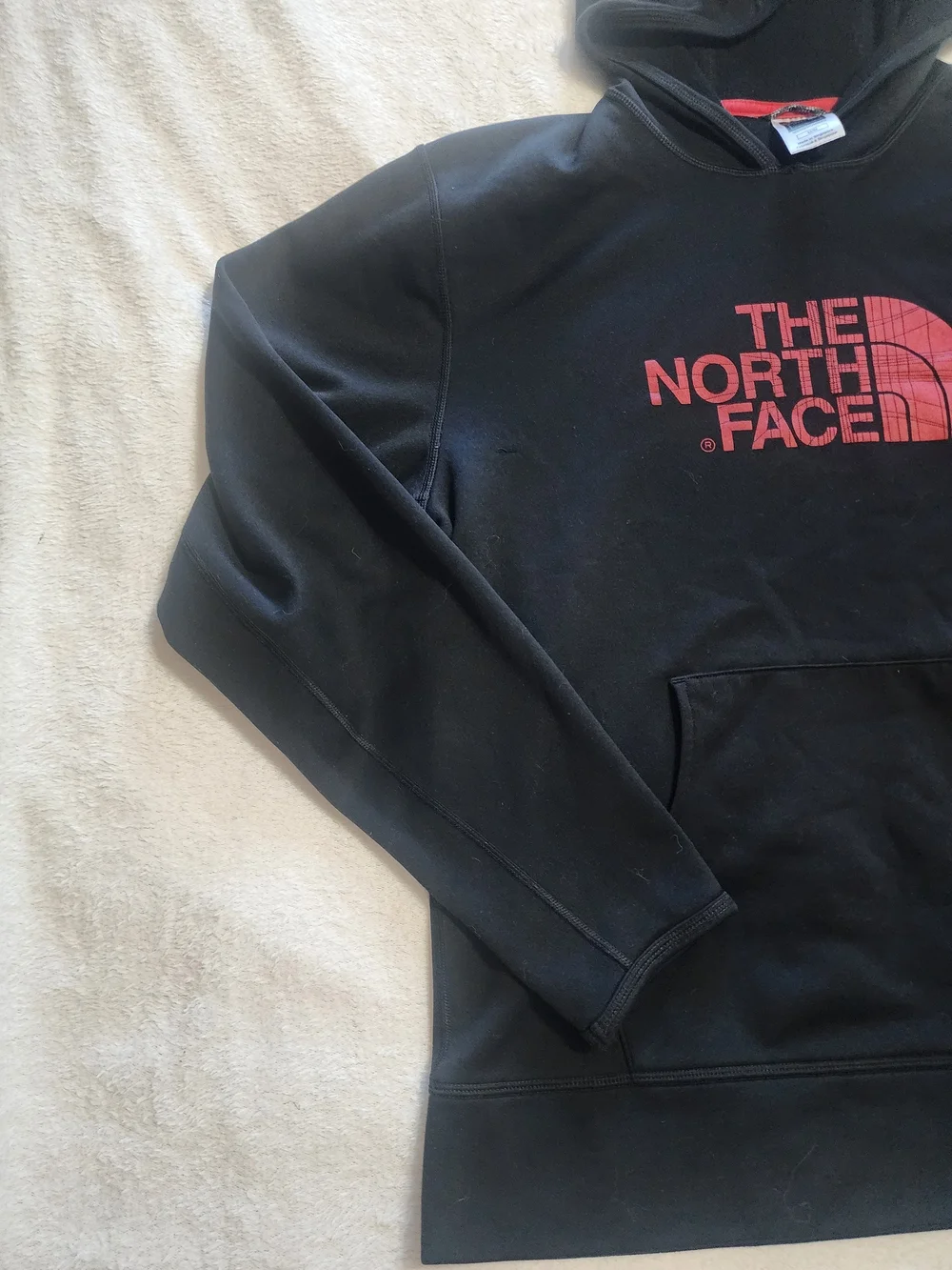 The North Face Black Hoodie with Red Logo